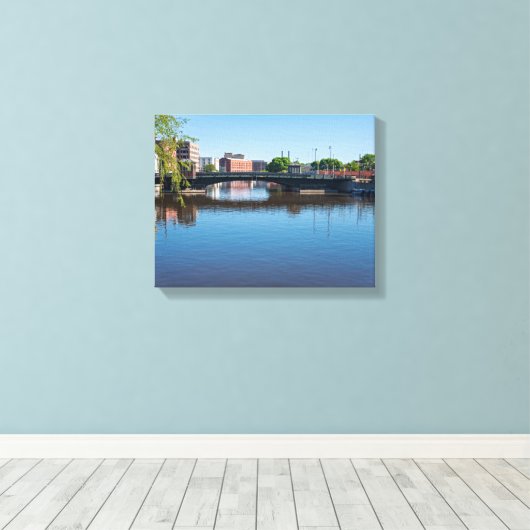 State Street Bridge - Oversteek van de Milwaukee r Canvas Afdruk (Insitu (Houten vloer))