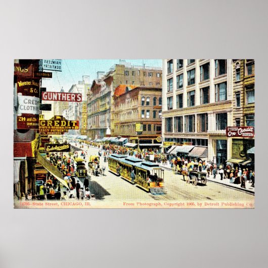 State Street, Chicago, Illinois 1905 Poster (Voorkant)
