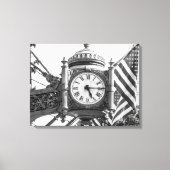 State Street Clock | Zwart-wit landschap Canvas Afdruk (Voorkant)