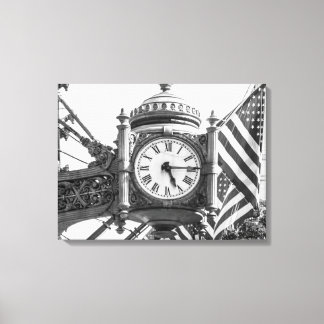 State Street Clock | Zwart-wit landschap Canvas Afdruk