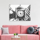 State Street Clock | Zwart-wit landschap Canvas Afdruk (Insitu (Woonkamer))