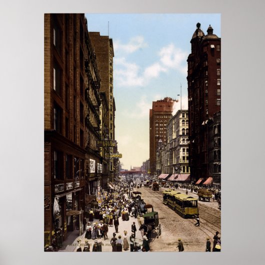 State Street noord van Madison Street Chicago Poster (Voorkant)