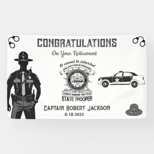 State Trooper Black Gold Retirement Banner (Horizontaal)