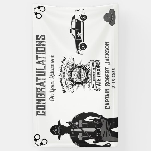 State Trooper Black Gold Retirement Banner (Verticaal)