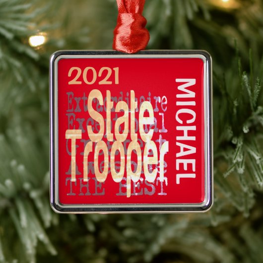 State Trooper Extraordinaire CUSTOM Metalen Ornament (Boom)
