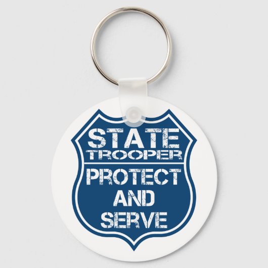 State Trooper Police Badge Protect and Serve Sleutelhanger (Voorkant)