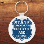 State Trooper Police Badge Protect and Serve Sleutelhanger (Voorkant)