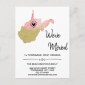 *~* STATE WEST VIRGINIA New Home Address Moving * Aankondigingskaart (Voorkant)