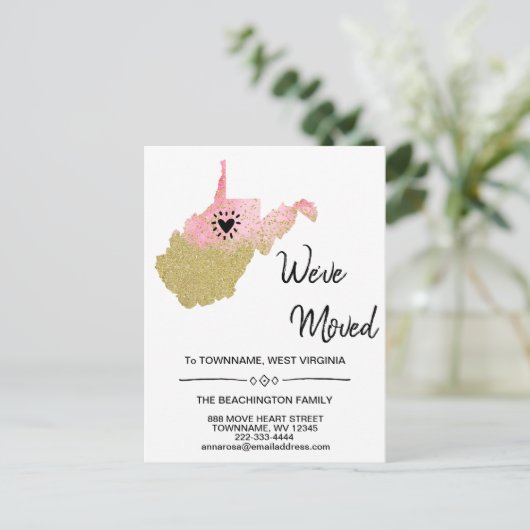 *~* STATE WEST VIRGINIA New Home Address Moving *  Aankondigingskaart (Staand voorkant)