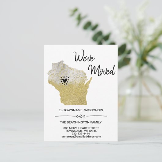 *~* STATE WISCONSIN New Home Address Moving - Aankondigingskaart (Staand voorkant)