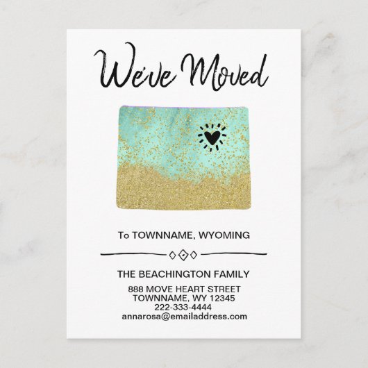 *~* STATE WYOMING - Beweging - Nieuw Adres Aankondigingskaart (Voorkant)