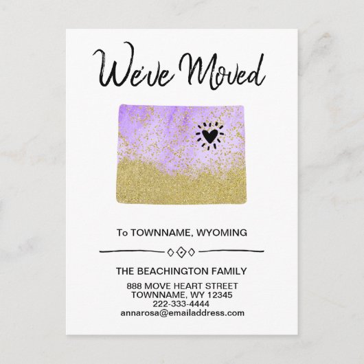 *~* STATE WYOMING - Nieuw Adres - Beweging Aankondigingskaart (Voorkant)