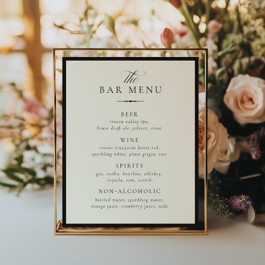 STATELY Bar Menu Wedding Sign Poster