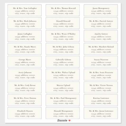 STATELY Black / Ecru Guest Address Labels (Vel)