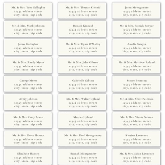STATELY Black / Ecru Guest Address Labels (Voorkant)