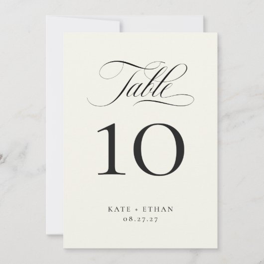 STATELY CALLIGRAPHY Table Number Card Kaart (Voorkant)
