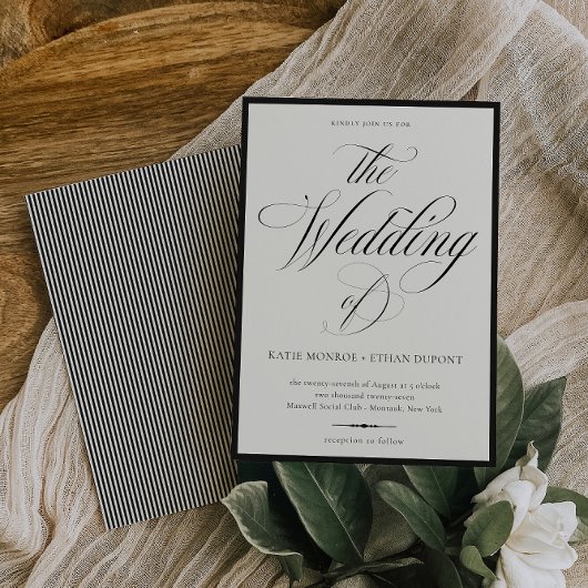 Stately Calligraphy Wedding Invitation Kaart