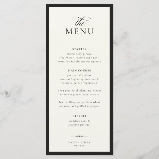 STATELY CALLIGRAPHY Wedding Menu (Voorkant)