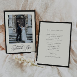 STATELY CALLIGRAPHY Wedding Photo Bedankkaart