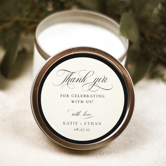 STATELY CALLIGRAPHY Wedding Thank You Ronde Sticker