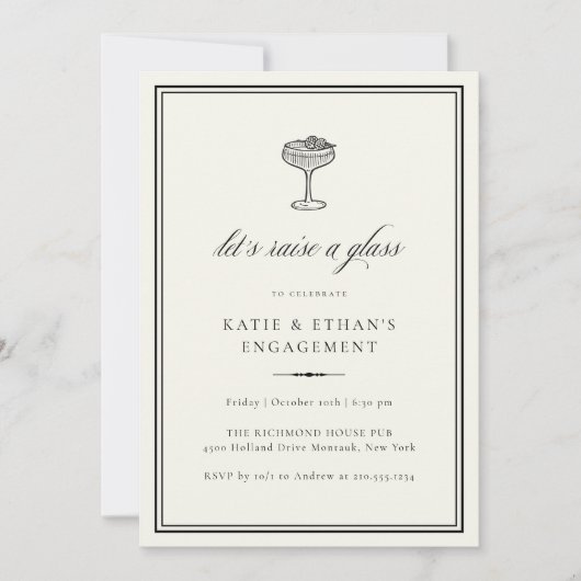 Stately Raise A Glass Invitation Kaart (Voorkant)
