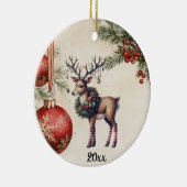Stately Reindeer With Wreath - Ornaments & Roses Keramisch Ornament (Rechts)
