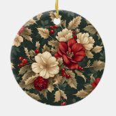 Stately Reindeer With Wreath - Ornaments & Roses Keramisch Ornament (Achterkant)