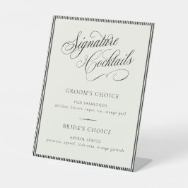 STATELY Signature Cocktails Wedding Bar Menu Reclamebord Met Voetstuk