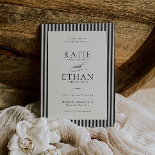 Stately Stripes Frame Wedding Invitation Kaart