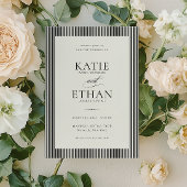 Stately Stripes Frame Wedding Invitation Kaart