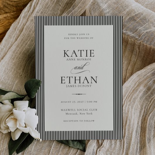 Stately Stripes Frame Wedding Invitation Kaart