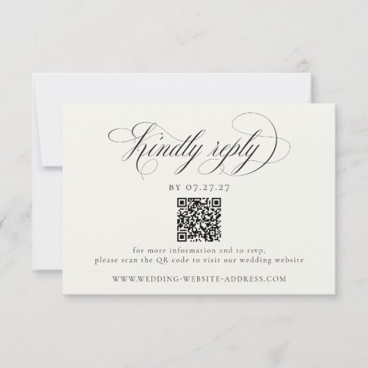 Stately Stripes Wedding QR Code RSVP Kaartje (Voorkant)