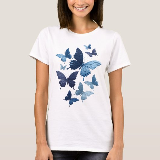 Statement Blau VLINDERS Tekst Ontwerp T-shirt (Voorkant)