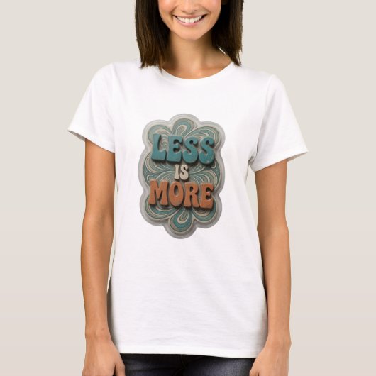 Statement Blauw LESS IS MORE 3D Tekstkunst T-shirt (Voorkant)