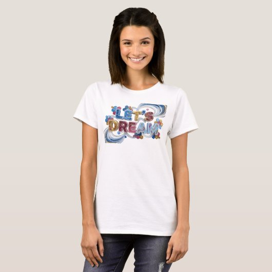 Statement Blauw LET'S DREAM Print T-shirt (Voorkant volledig)
