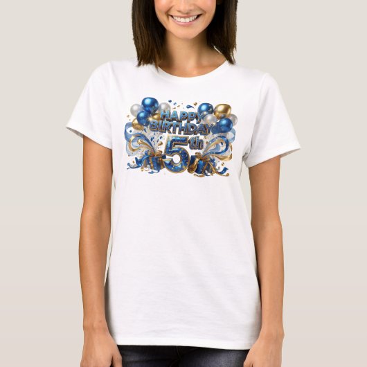 Statement Blue VERJAARDAG 5DE Statement T-shirt (Voorkant)