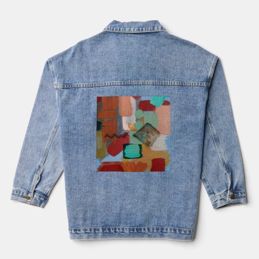 Statement Denim Jasje met Abstracte Kunst Jacket (Achterkant)