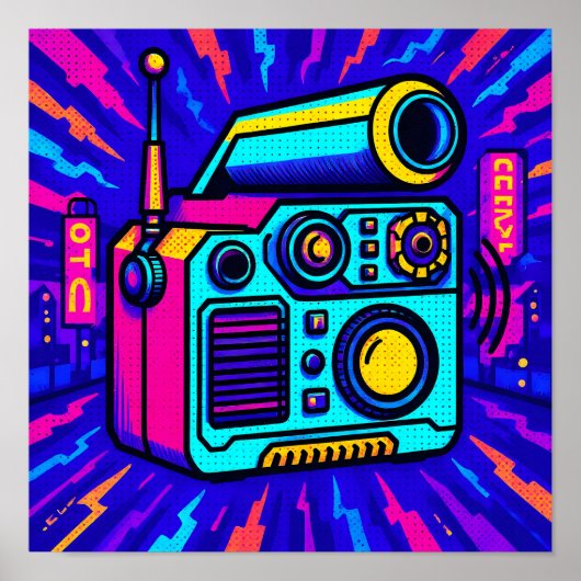 Statement Glitch City Pop Art Huis Decoratie Print (Voorkant)