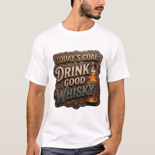 Statement Gold DRINK GOOD WHISKY Custom T-shirt (Voorkant)