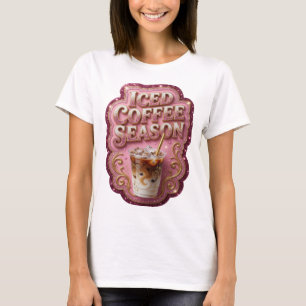 Statement Gold ICED COFFEE SEASON Modern Ontwerp T-shirt