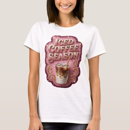 Statement Gold ICED COFFEE SEASON Modern Ontwerp T-shirt (Voorkant)