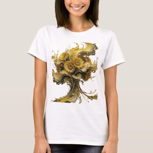 Statement Goud ABSTRACTE KUNST Kunstprint T-shirt (Voorkant)