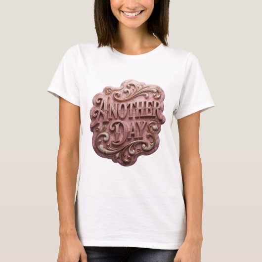 Statement Goud ANOTHER DAY Print T-shirt (Voorkant)