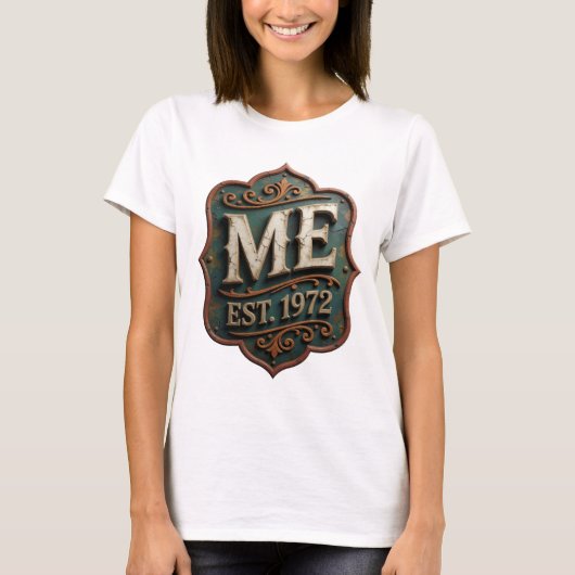 Statement Goud ME EST 1972 Modern Design T-shirt (Voorkant)