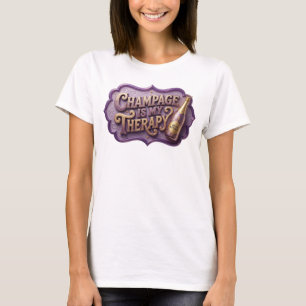 Statement Kleurrijk CHAMPAGNE IS MIJN THERAPIE v3 T-shirt