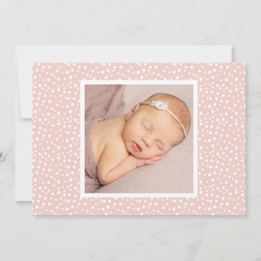 Statement Naam Rosy Pink Script Baby Foto Geboorte Aankondiging (Achterkant)