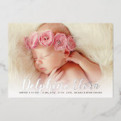 Statement Name Baby Foto Birth Announement Folie Uitnodiging (Voorkant)