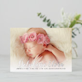 Statement Name Baby Foto Birth Announement Folie Uitnodiging (Staand Voorkant)