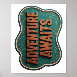 Statement Oranje AVONTUUR WACHTT Aangepast ontwerp Poster