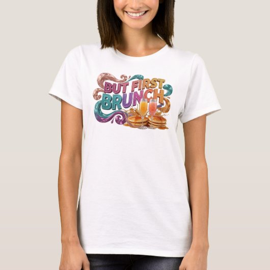 Statement Oranje BUT FIRST BRUNCH T-shirt (Voorkant)